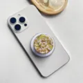 MagSafe Handyhalterung mit schillerndem Muschelpapier und Kaffeebohnen Muster - Magnetische Halterung / Handbemalte Kaffeebohne (Stil 8)