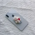 Support de poignée de téléphone extensible en peluche ours blanc sur smartphone - Support Extensible / Ours Sac à Dos Blanc