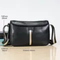 Heren echt lederen messenger tas casual vintage schoudertas met opvallende streep - Zwart