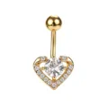 Vue détaillée d'un piercing de nombril en forme de cœur avec des pierres zircon - Design No.17
