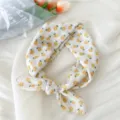 Floral print cotton linen headscarf cute yellow small square scarf for women daily wear - 23B Yellow Five Petal Flower