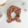 Floral cotton linen square scarf women fashion spring headband neckerchief decorative small scarf - 8B Kalanchoe