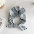 Cotton linen paisley square scarf women fashion neckerchief hair band decorative retro style - White Paisley Grid (27B)