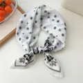 White cotton linen bandana with classic paisley and star print for women spring fashion scarf. - 24 Cotton-Star & Small Flower Cream White
