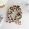 Floral cotton linen square scarf retro small headscarf stylish hair band versatile neckerchief - Red Willow Orchid (26B)