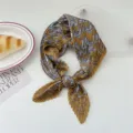 Pleated square scarf for women vintage paisley printed neckerchief fashionable hair accessory - Yellow Sun Butterfly Paisley