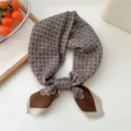 Elegant brown geometric print square scarf, chic neckerchief and stylish fashion accessory for women. - 30 Cotton-Chain Link Brown