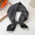 Cotton linen small square scarf for women, chic black geometric chain print neckerchief. - 31 Cotton-Chain Link Black