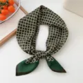 Dark green geometric print small square scarf, chic elegant neckerchief for women daily wear. - 32 Cotton-Chain Link Green