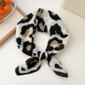 Cotton linen leopard print small square scarf fashionable neckerchief for women style - 34 Cotton-Large Leopard Beige