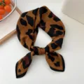 Stylish leopard print square scarf for women, chic neckerchief and elegant small shawl. - 35 Cotton-Large Leopard Khaki Yellow