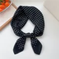 Black polka dot square scarf, stylish headband and neckerchief variant option for women fashion. - Dense Dot Frame Black
