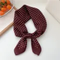 Maroon polka dot square scarf, vintage style neckerchief, elegant hair band accessory. - Dense Dot Frame Dark Red