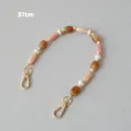 Sangle de 37cm en perles acryliques caramel avec fermoirs mousquetons dorés pour sacs - 37cm / Rose Bloc de Couleur