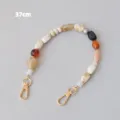 Bandoulière chaîne en perles acryliques colorées de 37 cm avec fermoirs mousquetons dorés - Style 1 (Perles Multicolores)