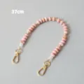 Stylish pink and white acrylic beaded chain strap for phone or handbag, length 37cm - Pink