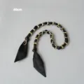 Bandoulière pour sac à main en soie noire et chaîne dorée entrelacée, longueur 60 cm - Zircone noir (Or)