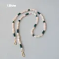 Detail view of 120cm cream and green acrylic beaded strap with gold metal clasps - 120cm Pack / Beige Green