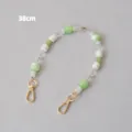 38cm acrylic beaded strap with green and white beads and gold metal lobster clasps - 38cm / Green