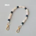 Bandoulière en perles acryliques de 38cm avec fermoirs dorés pour sacs ou téléphones - Style Perlé / Taille 38cm / Beige Bleu