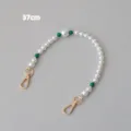 Versatile 37cm acrylic pearl bead chain with green accents and gold lobster clasps for bags - 37cm / Green