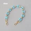 45cm hemelsblauwe matte acryl mariner schakelketting voor tas met gouden ringen - 45cm / Blauw