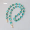 Detailed view of 120cm retro turquoise resin pig nose chain strap with gold metal clips - 120cm / Turquoise