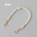 Elegante tracolla da 37cm in perle acriliche bianche con accenti gialli e chiusure dorate - 37cm / Giallo