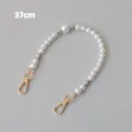 Elegante catena di perle acriliche da 37 cm con fermagli a moschettone dorati per borse - 37cm / Grigio