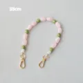 Détail de la lanière en perles acryliques de 38 cm avec perles roses et vertes - Style Perlé / Taille 38cm / Rose et Vert