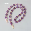 Close-up detail of the vintage purple resin pig nose chain strap with gold clasps, 120cm long - 120cm / Purple