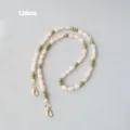 Lanière en perles acryliques de 120 cm avec perles crème et vertes pour sacs ou téléphones - 120cm Paquet / Émeraude Beige