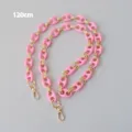Detail van 120 cm roze mat acryl en goudkleurige varkensneusketting voor tassen en mobiel - 120cm / Rozerood