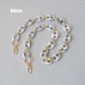 Retro marble-patterned resin chain strap for bags or phones with gold rings, 84cm - 84cm / Ink White