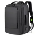 Grote zwarte zakelijke laptoprugzak voor heren met een geïntegreerde USB-oplaadpoort ontwerp - Uitbreidbare USB Stijl / Zwart