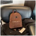 Stilvoller Rucksack mit braunem Leopardenmuster, Samt-Finish und goldenem Reißverschluss - Ohne Anhänger / Braun