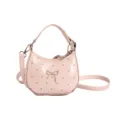 Mini sac à bandoulière rose clair à pois avec nœud décoratif pour filles et enfants - S / Rose