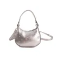 Mini sac à main argenté métallisé avec pois roses et nœud décoratif pour filles - S / Argent