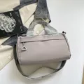 Μινιμαλιστική μπεζ γκρι νάιλον τσάντα χειρός με γκρι ιμάντες για ώμο ή χιαστί - Γκρι