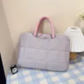 Borsa per laptop da 14 pollici imbottita e trapuntata in lavanda e rosa per donne - Piccolo / Viola chiaro