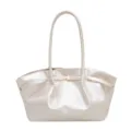 Grand sac cabas élégant blanc perle avec design plissé et fermoir en métal doré - Blanc