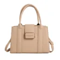 Elegante beige Handtasche aus geprägtem Leder mit großer Kapazität für den Alltag - Khaki