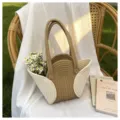 Sac fourre-tout tissé à la main avec motif en arc pour le voyage - Khaki et beige
