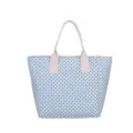 Borsa tote azzurra a pois di grande capacità con manici in tela per il pendolarismo quotidiano - Vestibilità regolare / Taglia unica / Blu