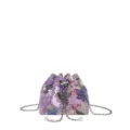 Elegant New Chinese style bucket bag featuring purple sequin floral embroidery and chain strap - Purple