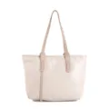 Large capacity cream glossy underarm tote bag for women spring 2026 commuter style - White