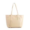 Elegant beige large capacity faux leather tote bag for women daily commuting and work use - Yellow