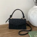 Petit sac à main carré noir à imprimé léopard avec bandoulière réglable pour femme - Noir