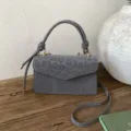 Petit sac à main carré élégant imprimé léopard gris avec poignée nouée et bandoulière - Gris