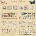 Σετ αυτοκόλλητων scrapbooking vintage washi διακοσμητικά αισθητικά για ημερολόγιο DIY - Φευγαλέος χρόνος